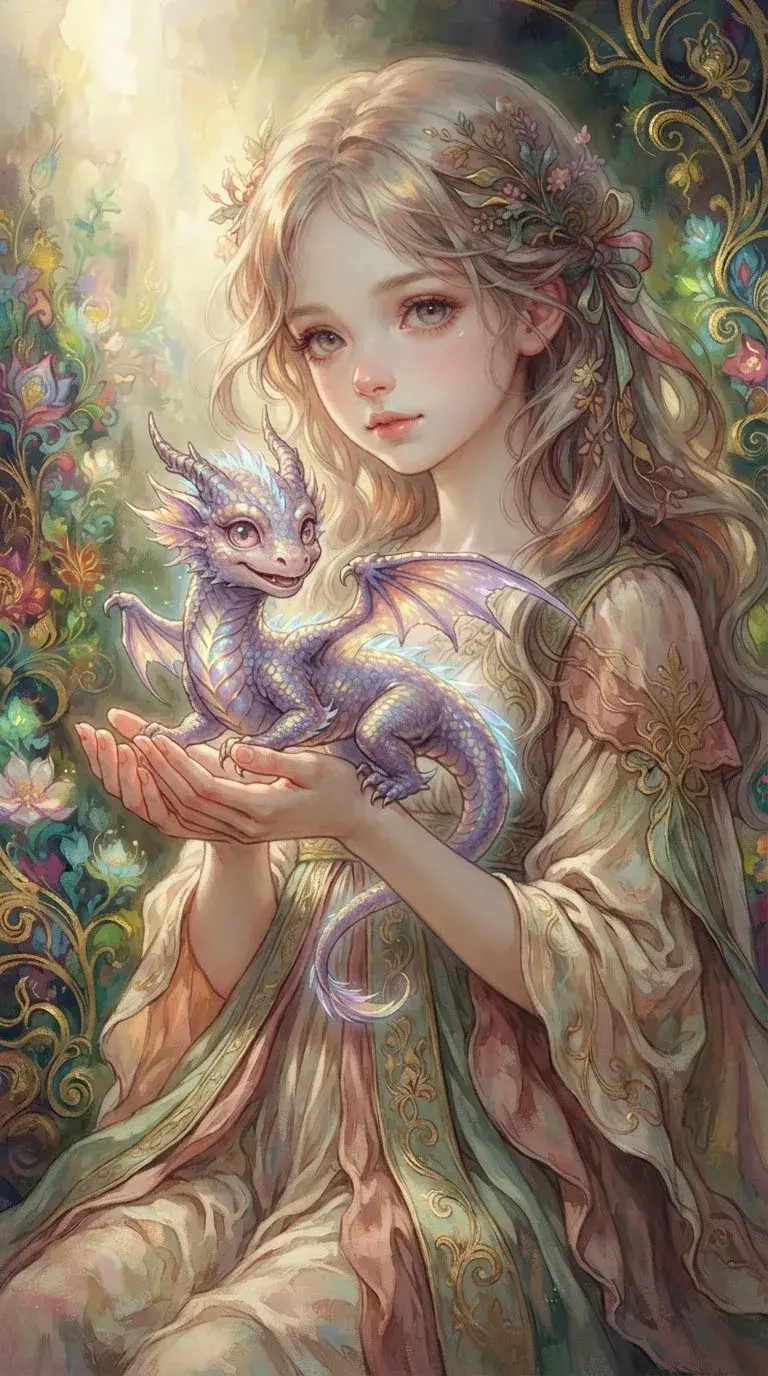 Ethereal Kawaii Dragon | Luminous Anime Fantasy