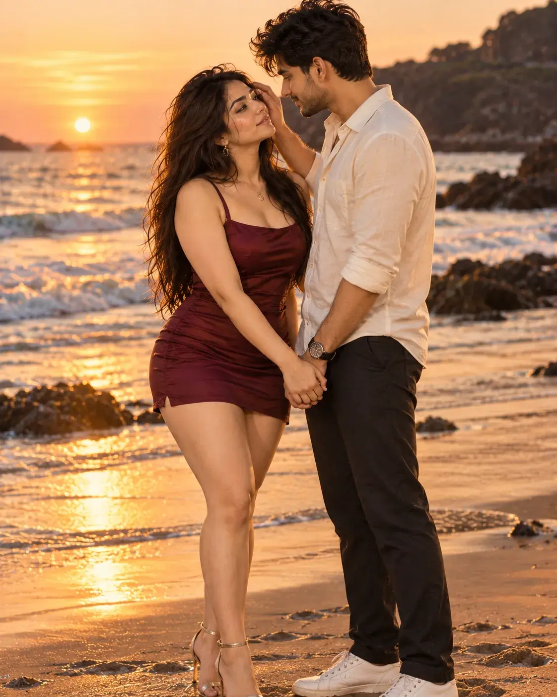 Evening Beach Couple Pose