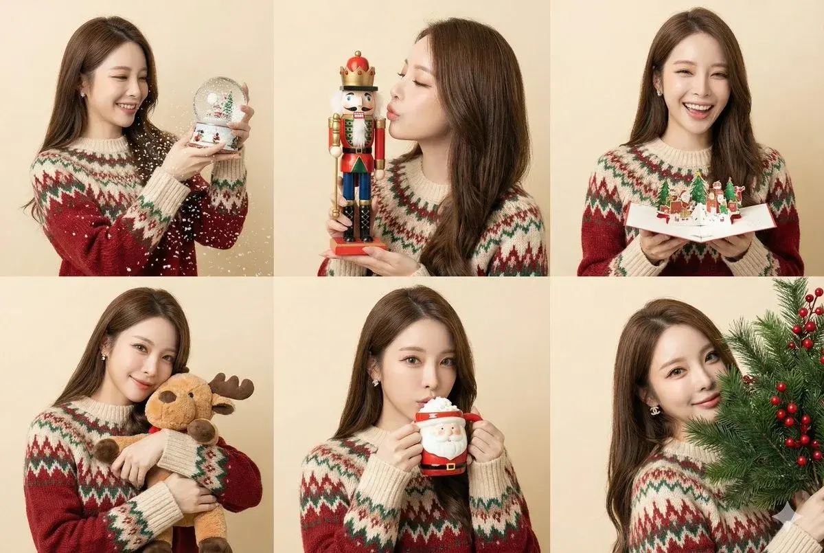 Fair Isle Sweater Christmas Six-Panel Collage