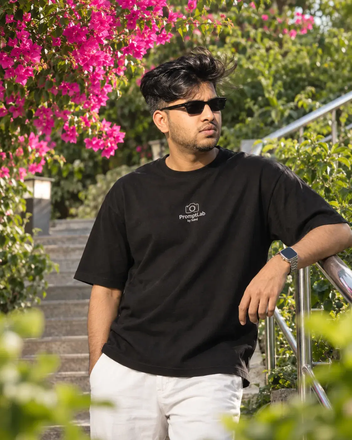 Garden Steps Casual Portrait