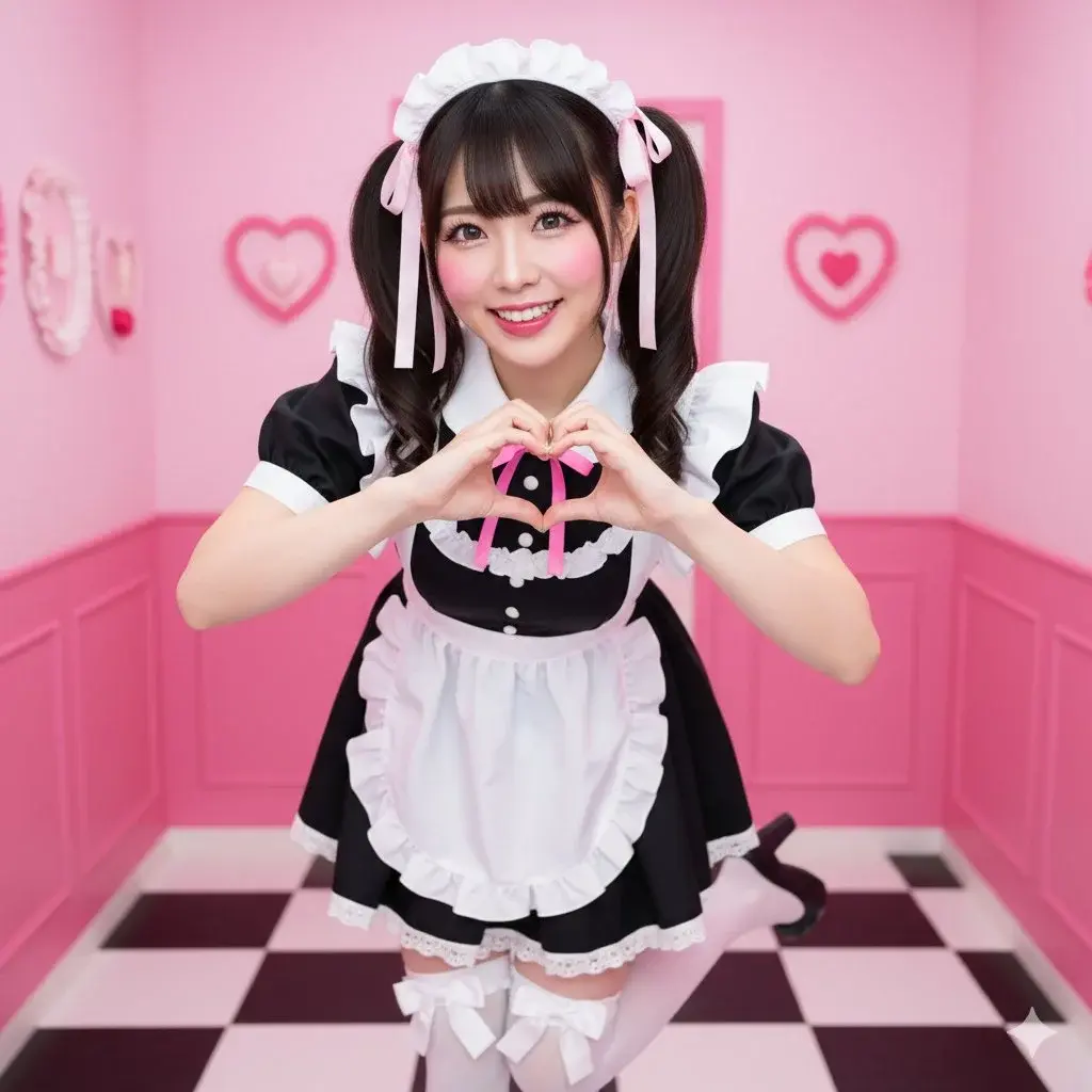 Girl With Twin Tails Making Heart Sign