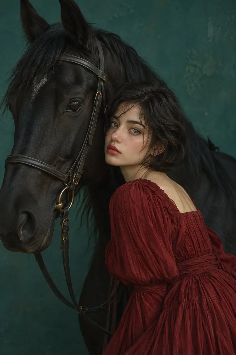 Girls Aesthetic Horse Portrait