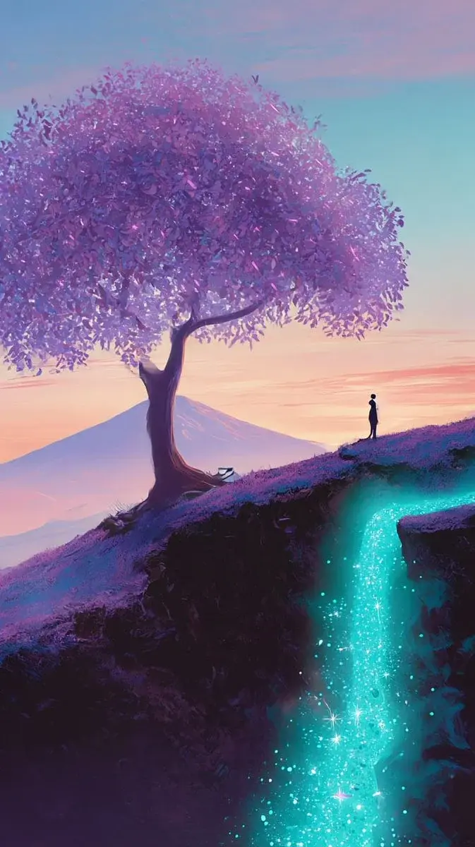 Glowing Purple Tree Landscape