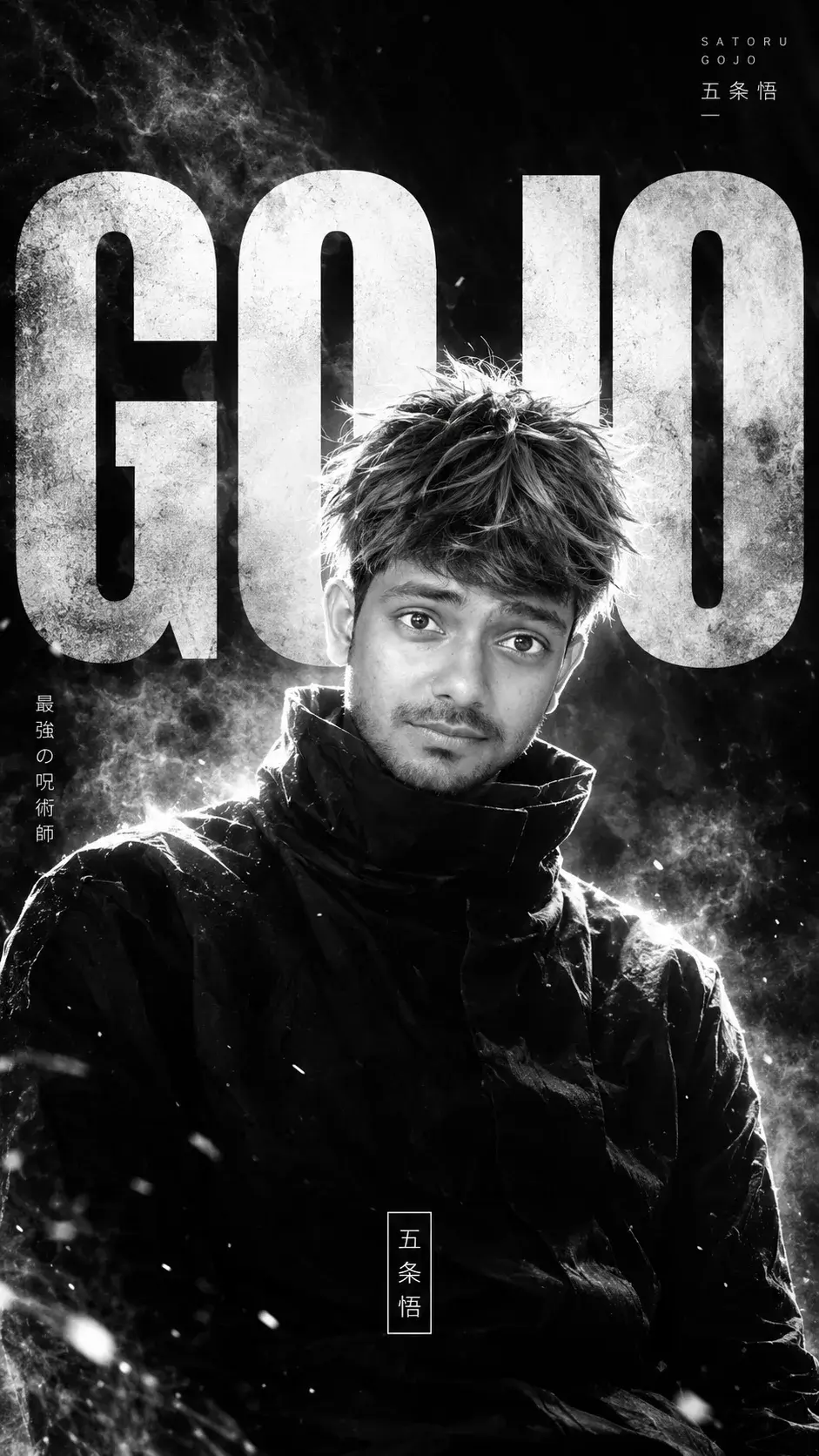 Gojo Satoru — Black & White Dark Cinematic Poster