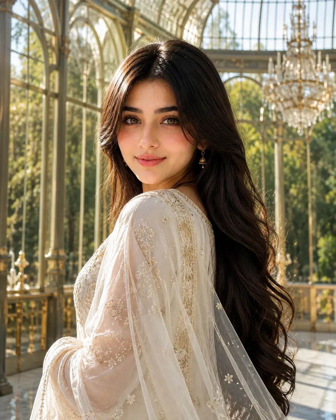 Golden Conservatory | Elegant South Asian Portrait
