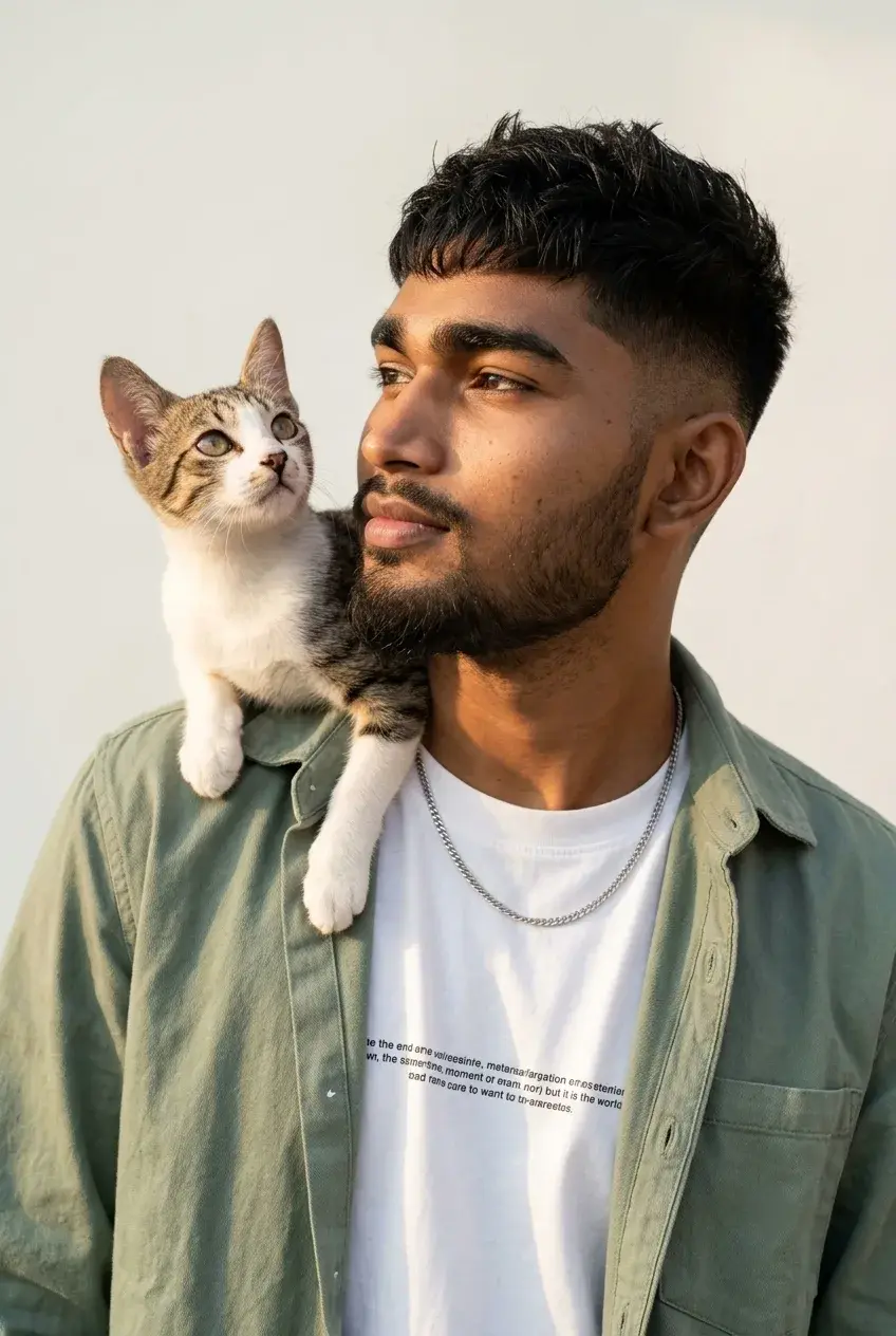 Golden Hour Aesthetic Cat Portrait