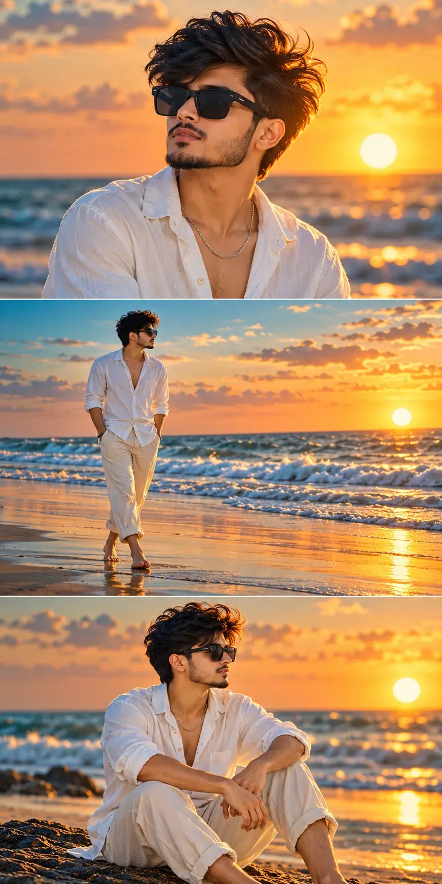 Golden Hour Beach Portrait 🌅 | Cinematic Boy Aesthetic & Sunset Vibes Beachaesthetic Goldenhour Boyaesthetic Sunse