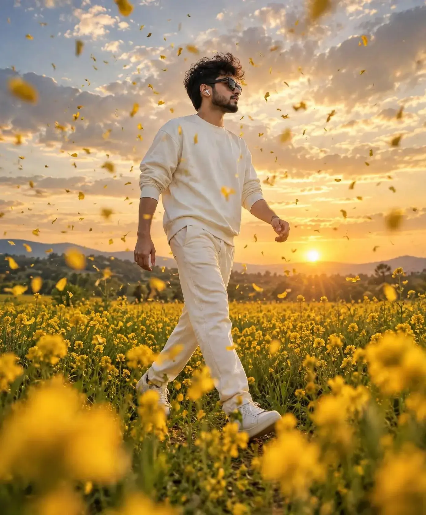 Golden Hour Flower Field Portrait