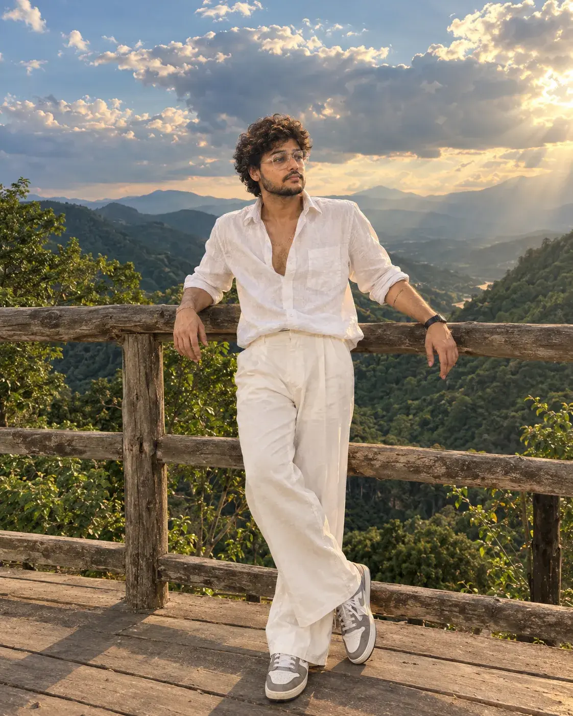 Golden-Hour Mountain Lookout Portrait.