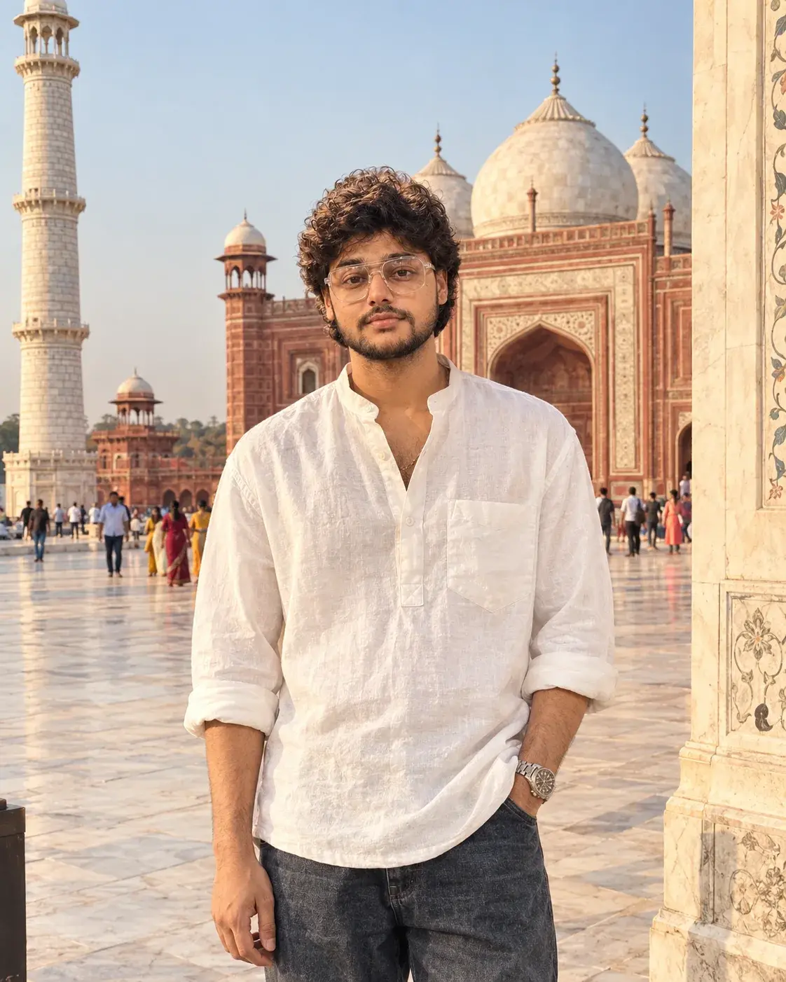 Golden-Hour Portrait At The Taj Mahal.