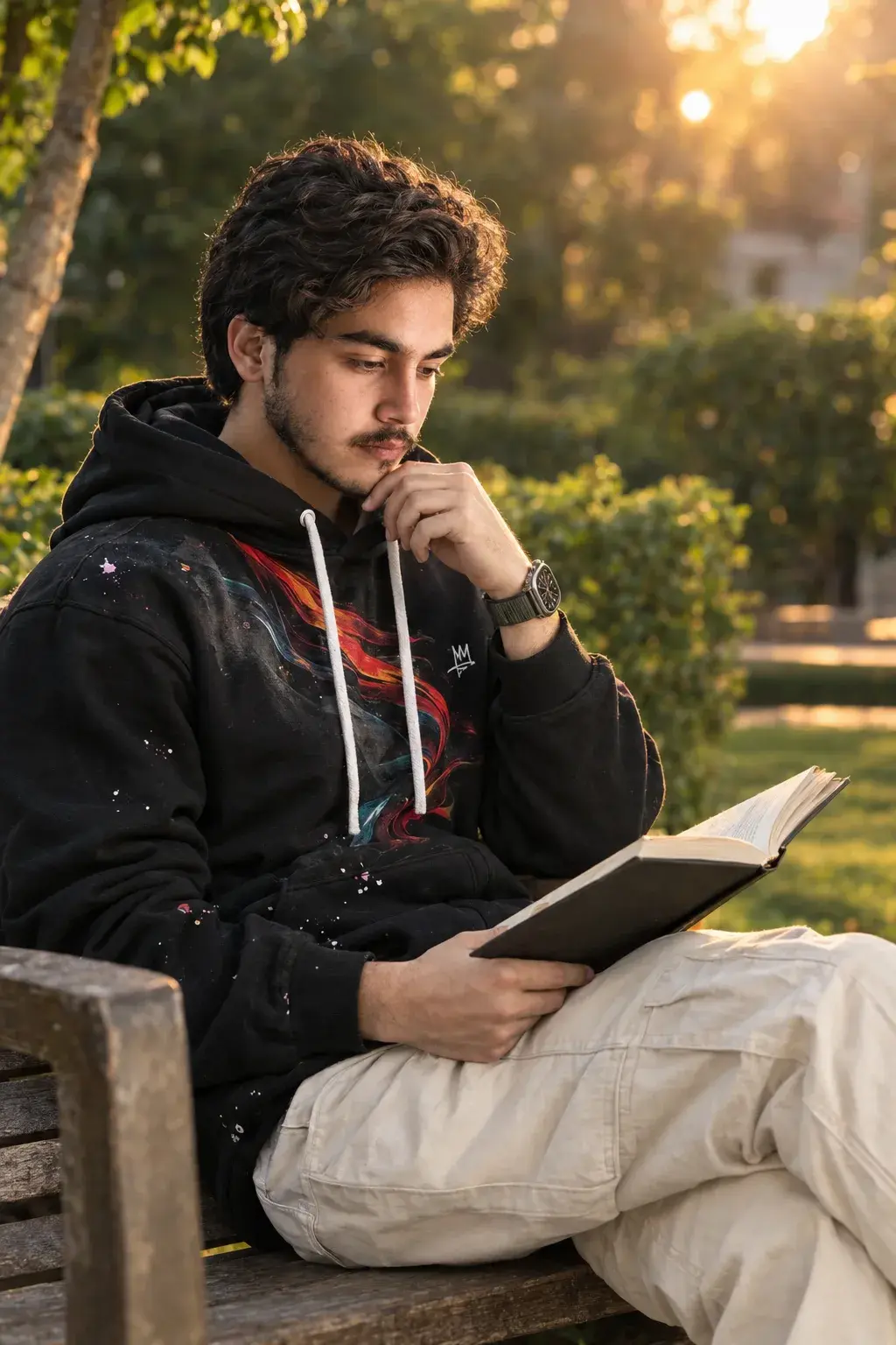 Golden Hour Reader — Peaceful Garden Vibes