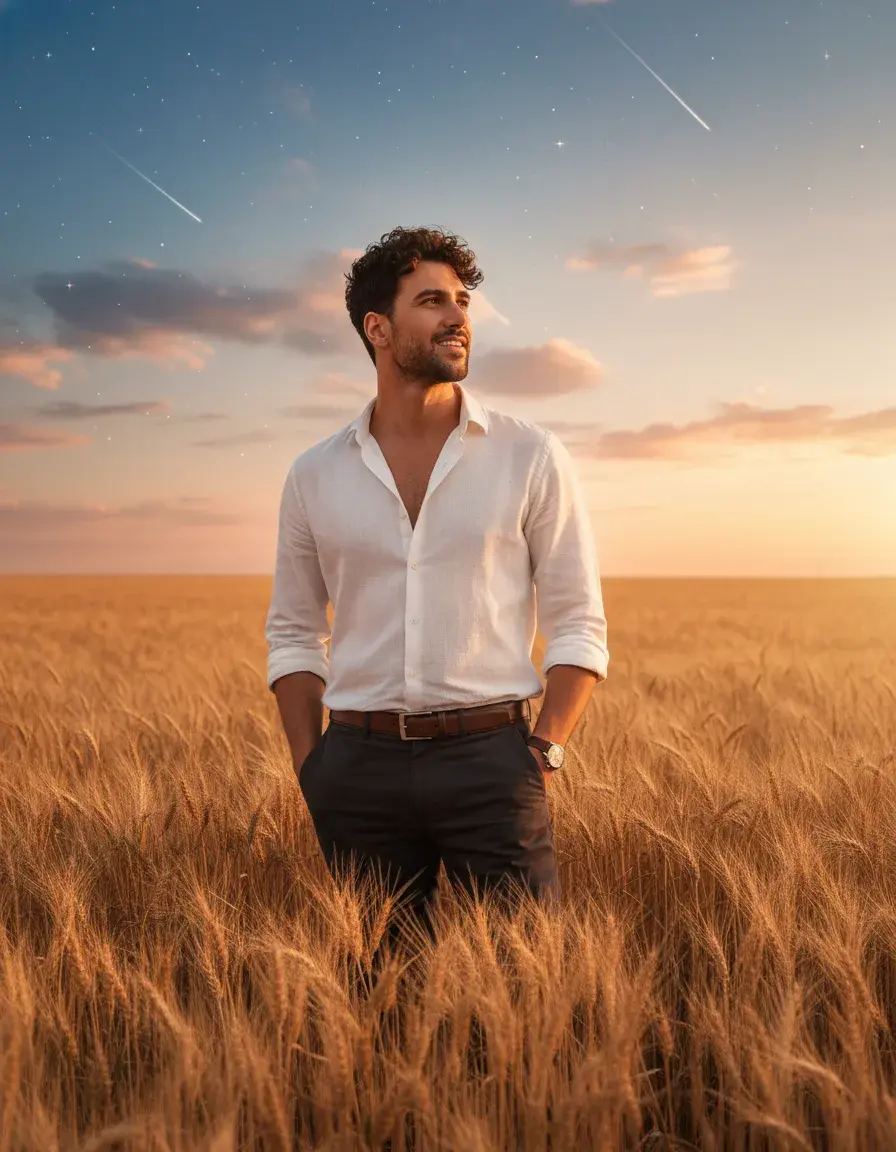 Golden Hour Reverie Aesthetic AI Photo Prompt For Boys