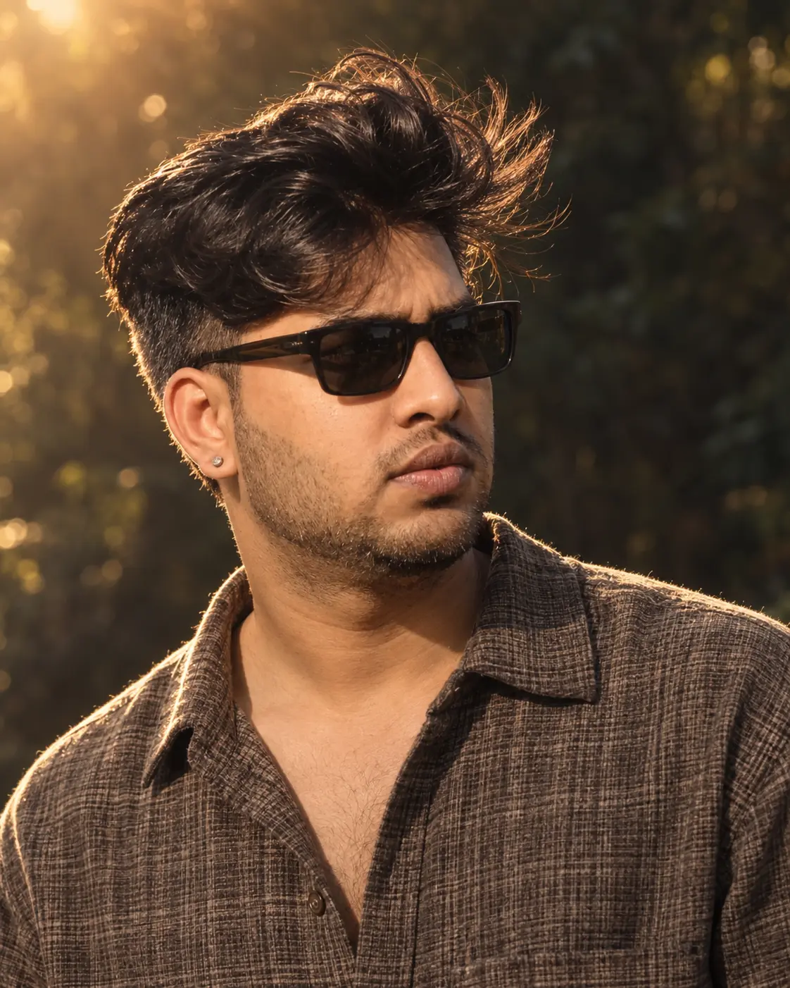 Golden Hour Textured Sunglasses Portrait