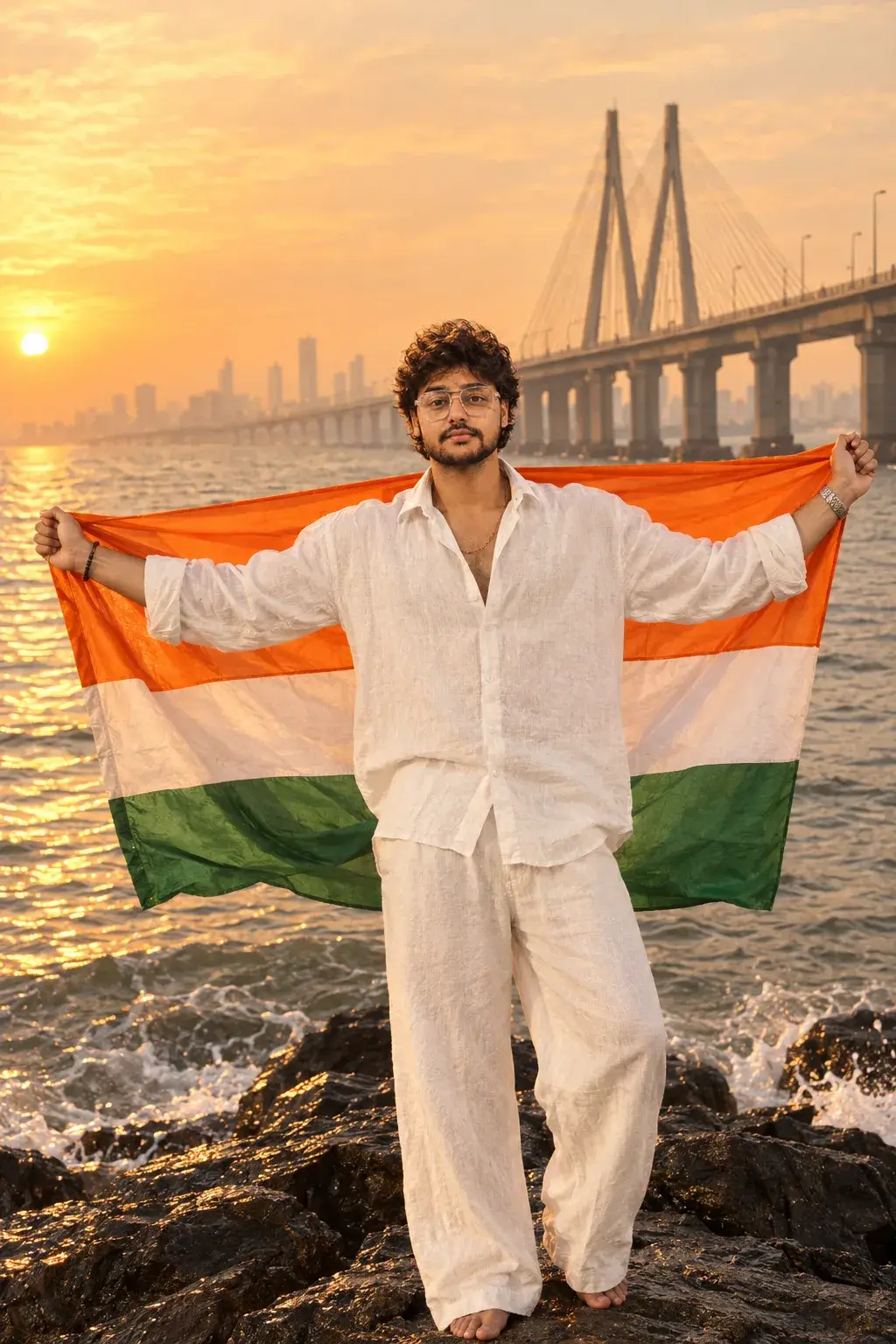 Golden-Hour Tricolour By The Sea.