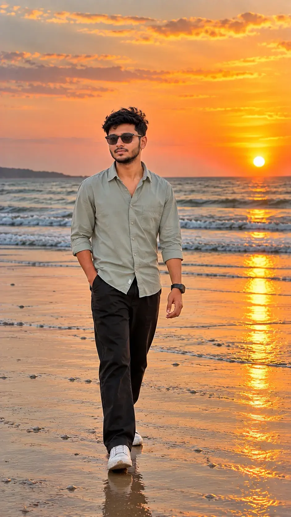 “Golden Hour Walk By The Sea”