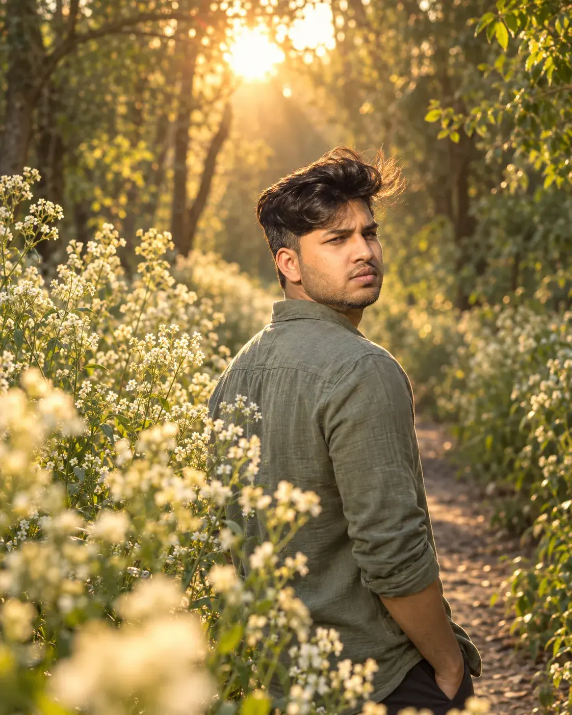 Golden Hour Wildflower Portrait