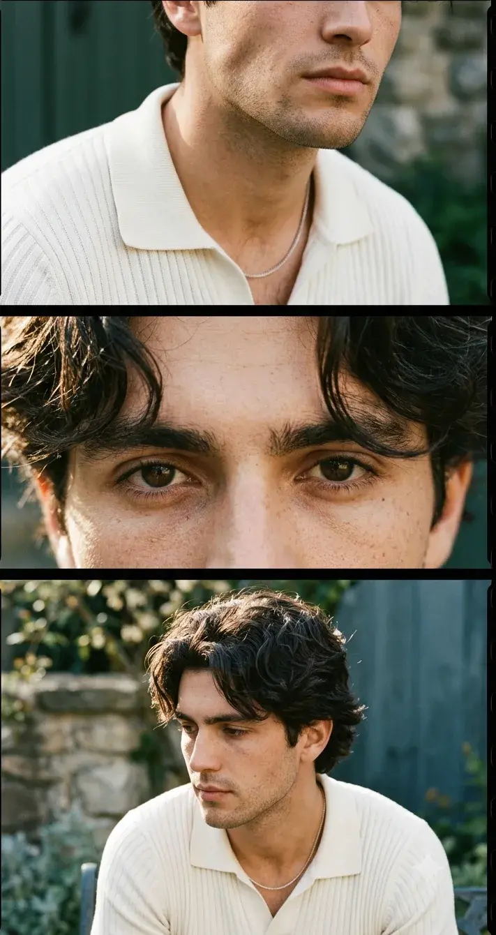 Golden Shadows — Three-Frame Portrait