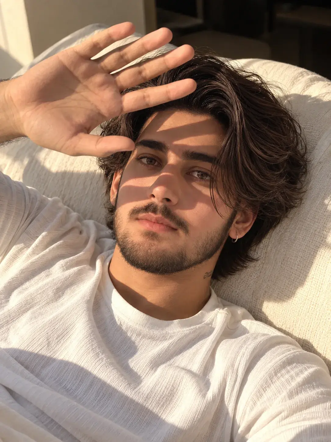 Golden Sunlight Portrait With Hand Shadows