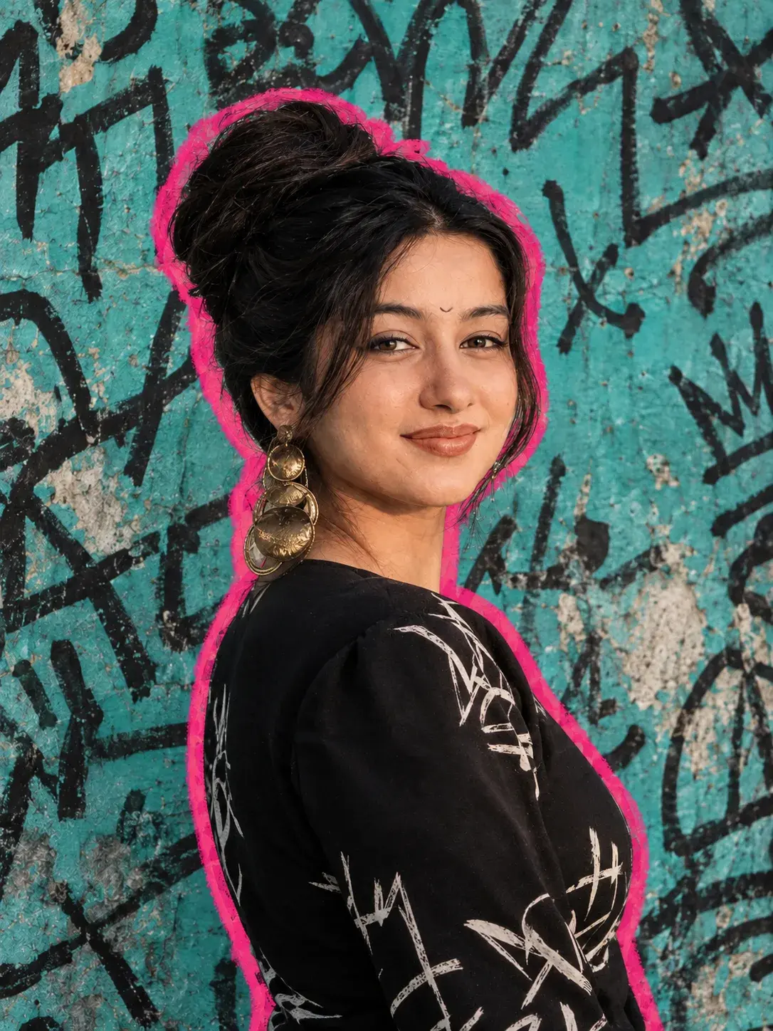 Graffiti Glamour In Teal And Pink