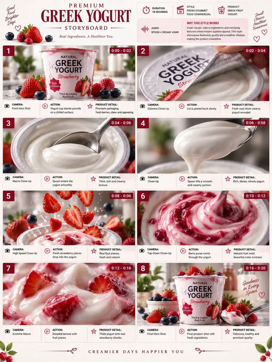 Greek Yogurt Ad Storyboard