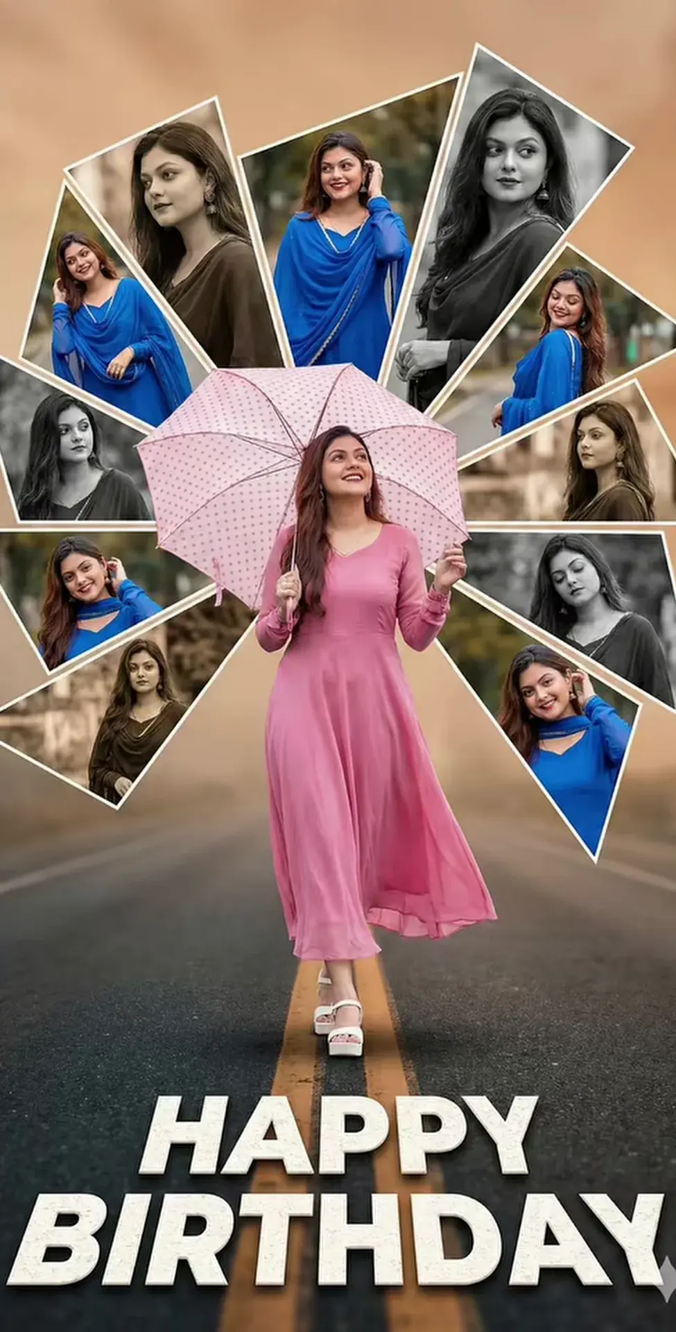 Happy Birthday Collage AI Photo Prompt For Girls