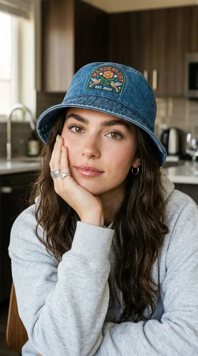 Here Are A Few Title Suggestions For This Portrait: Denim & Afternoon Light Casual Confidence Wanderlust Vibes