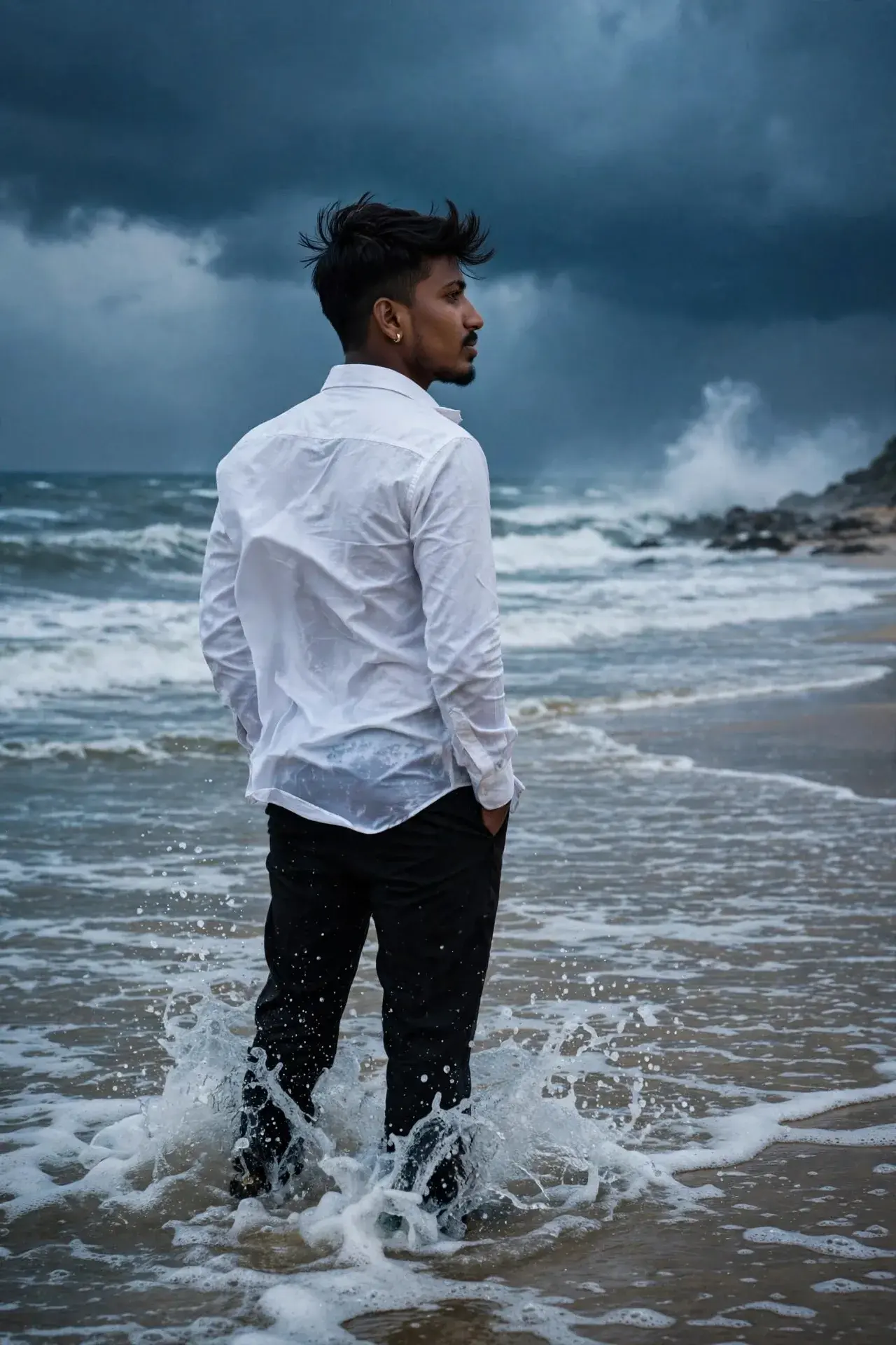 Here's Your Stormy Beach Cinematic — Moody Lonely Vibe Locked 🔥