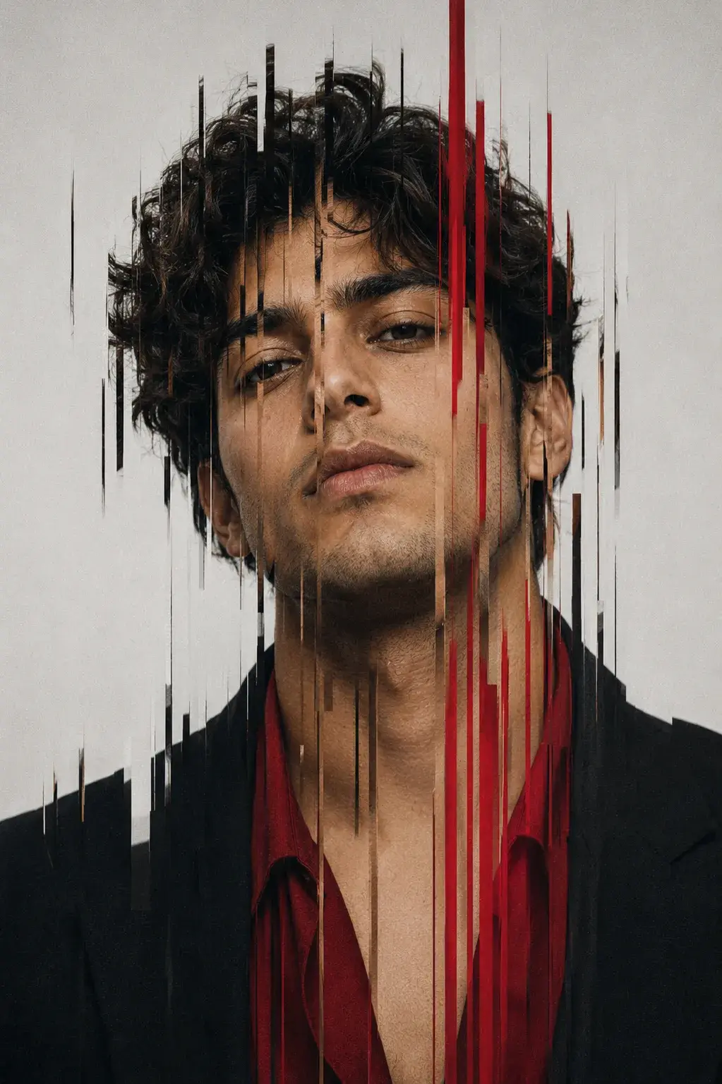 High-Fashion Vertical Slice Glitch Portrait | Editorial Distortion