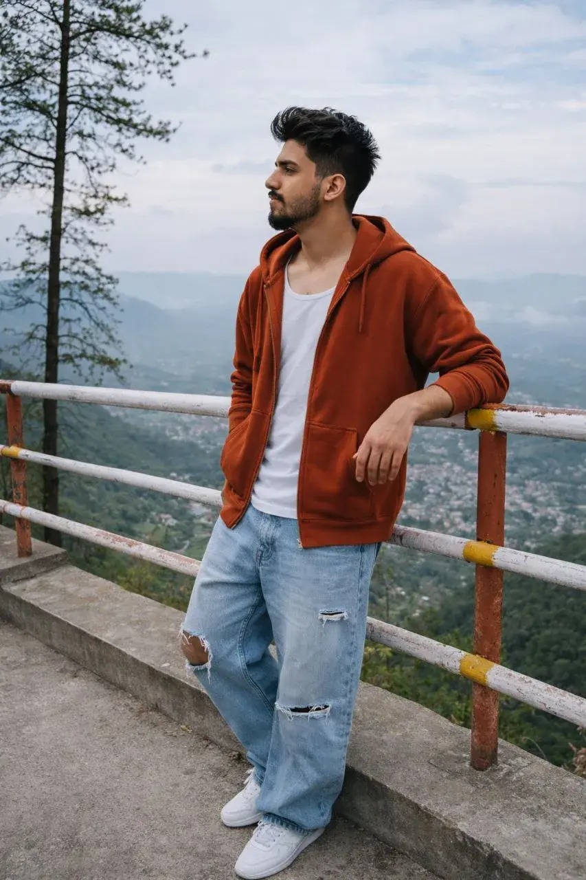 Hill Station Realistic Pose Portrait