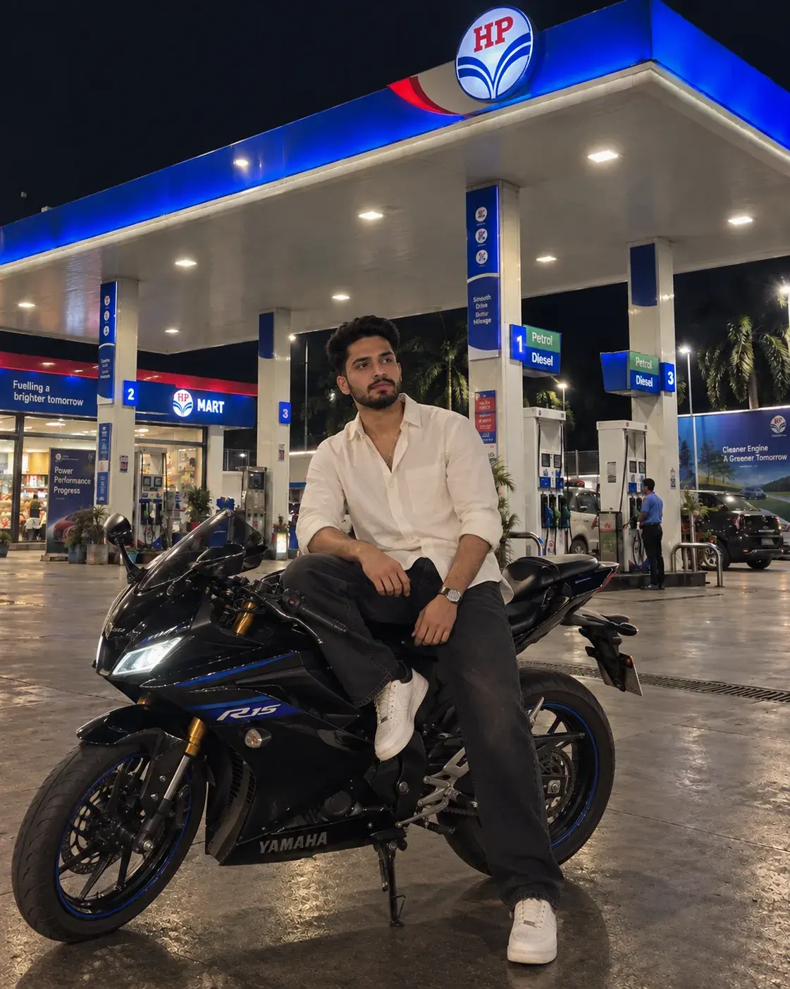Hp Petrol Pump Superbike Pose Portrait