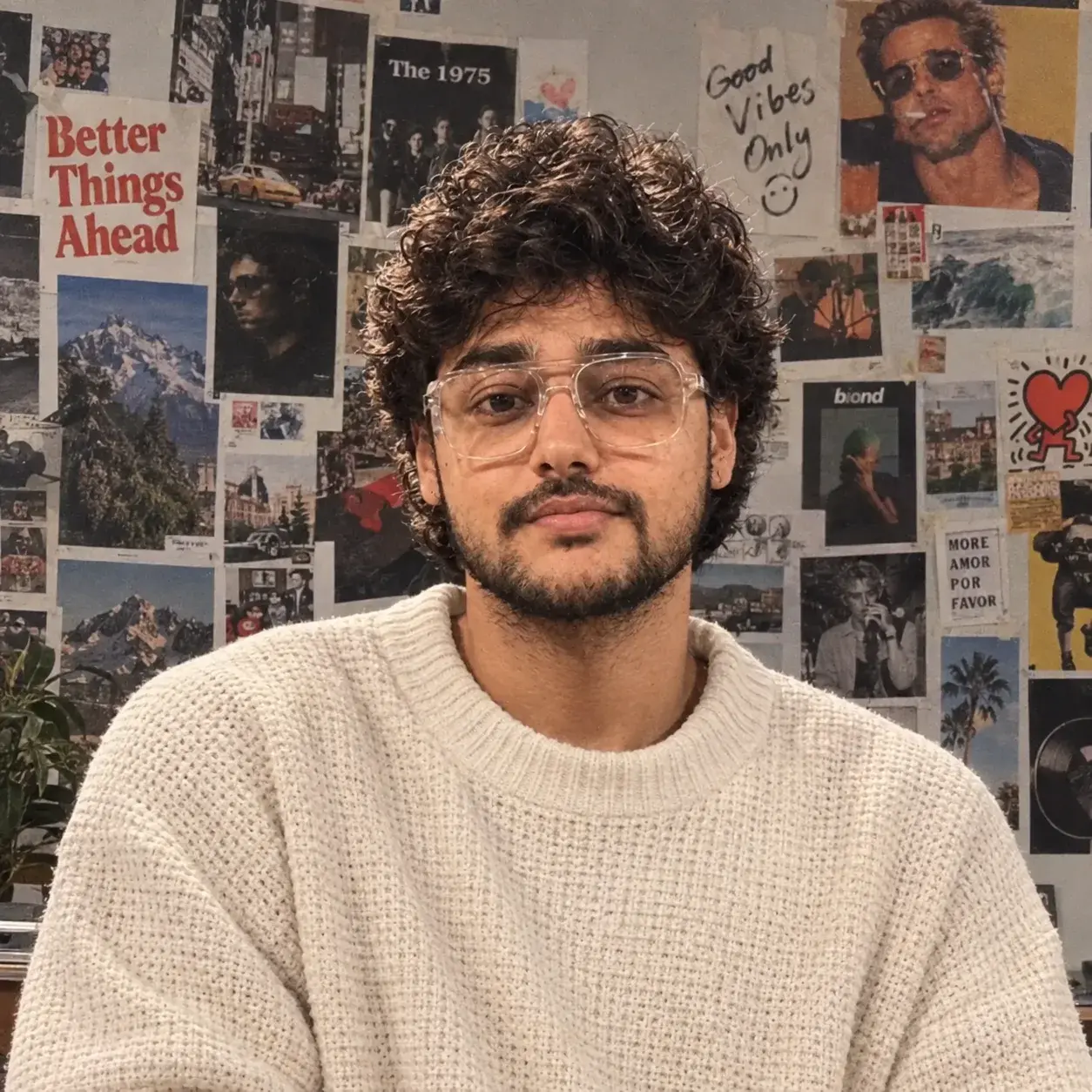 Indie Portrait By The Collage Wall.