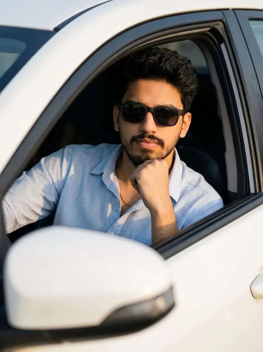 Inside Car Pose Portrait