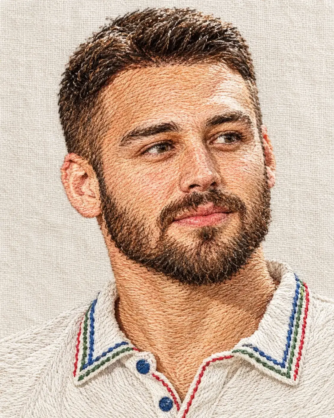 Intricate Stitched Fabric Portrait AI Image Prompt