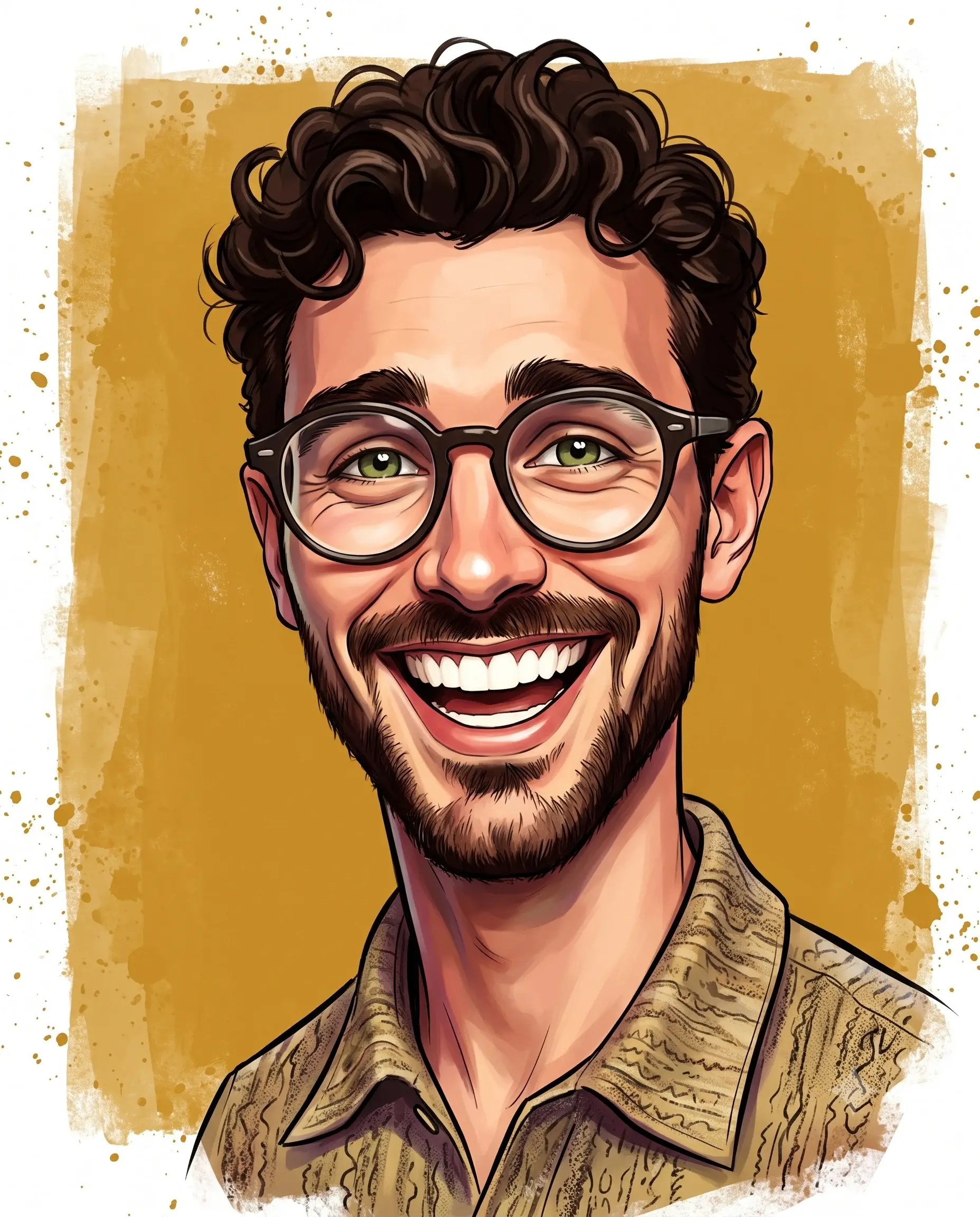 Joyful Digital Caricature Portrait AI Prompt