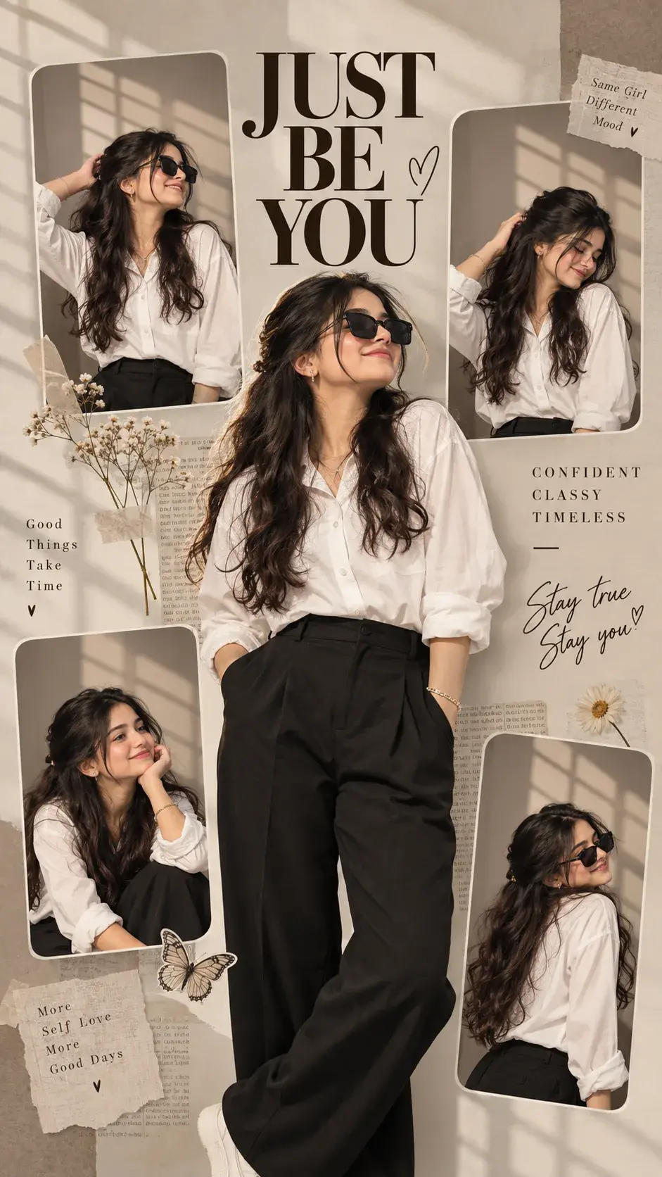 Just Be You 🤎 | Minimalist Editorial Fashion Collage