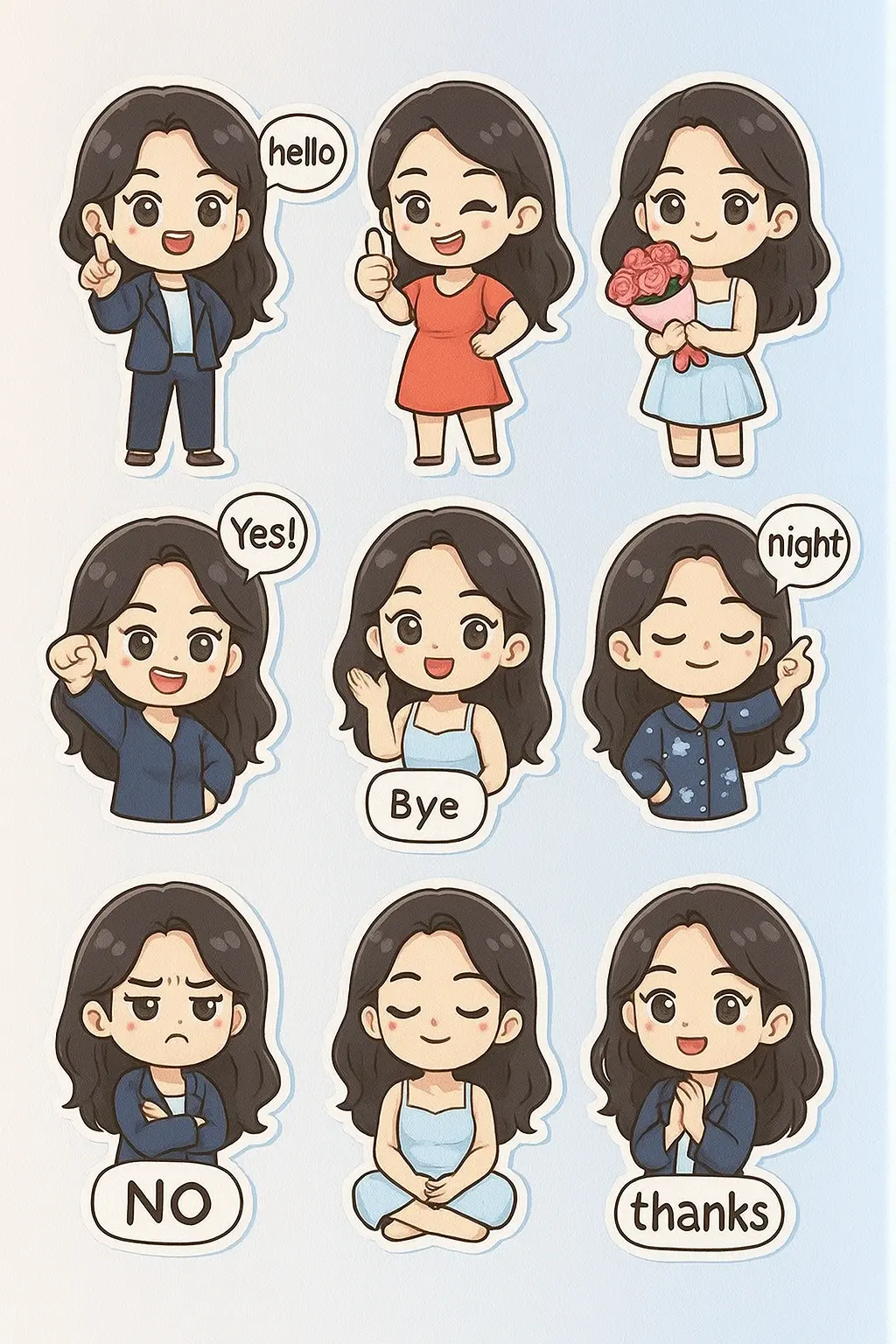 Kawaii Chibi Sticker Set For Whatsapp