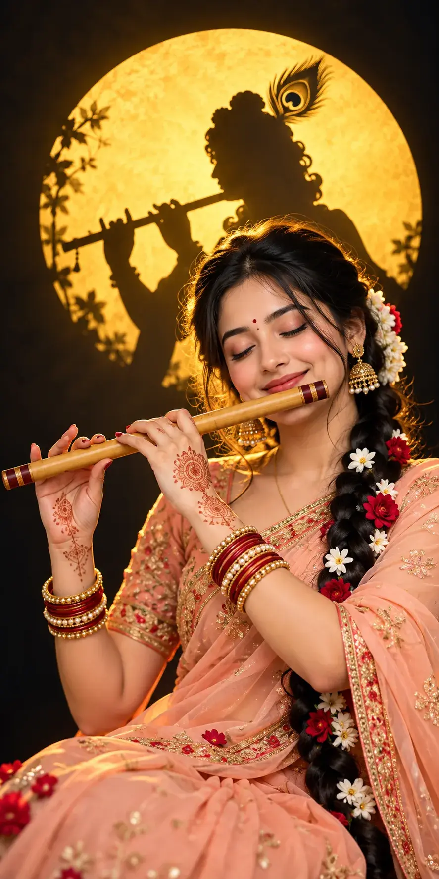 Krishna Ki Dhun Mein Kho Gayi 🦚💛🙏 Shorts Krishna Radhakrishna Aiart