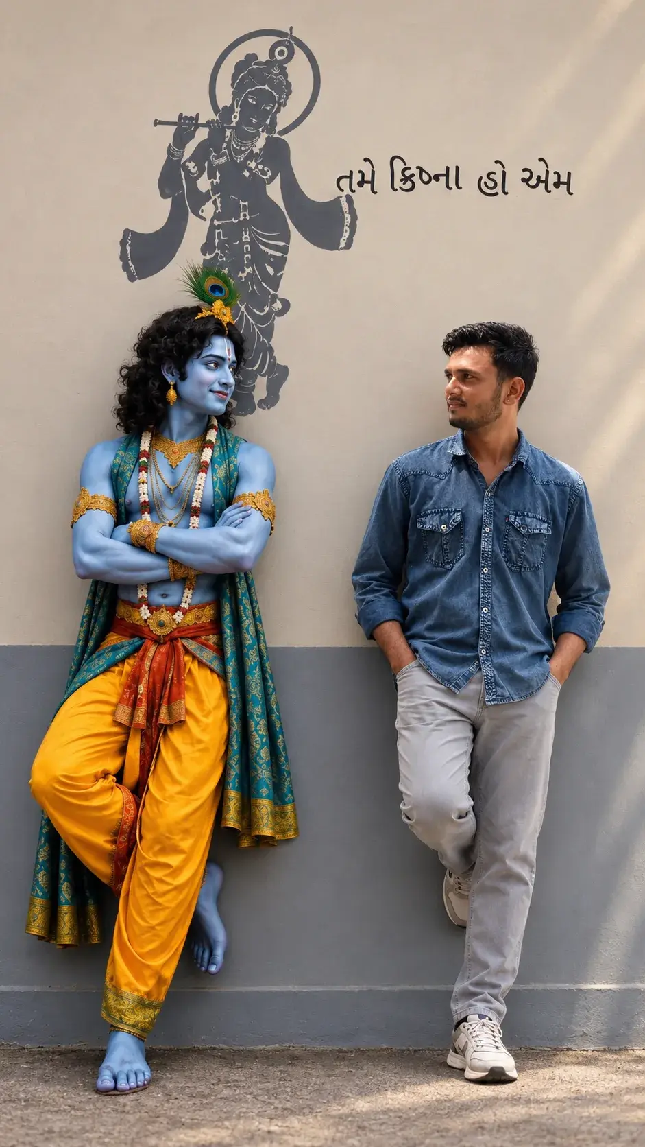 🦚 Krishna × Me — Realistic Full-Body Portrait Prompt