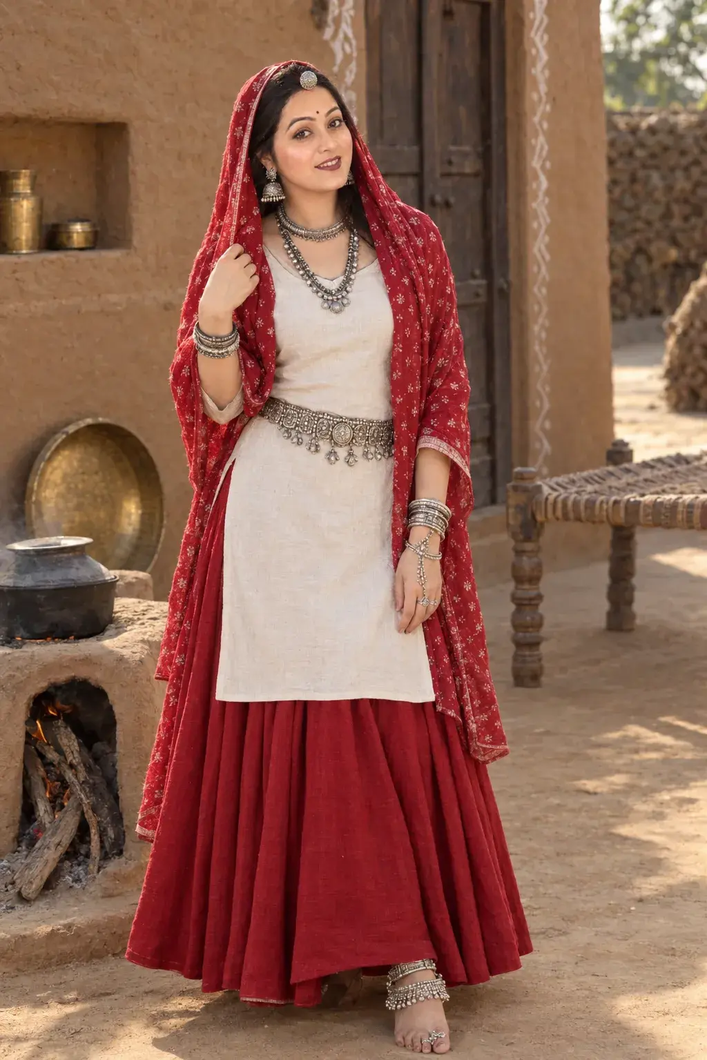 Laal Daman Or Ghoonghat Portrait