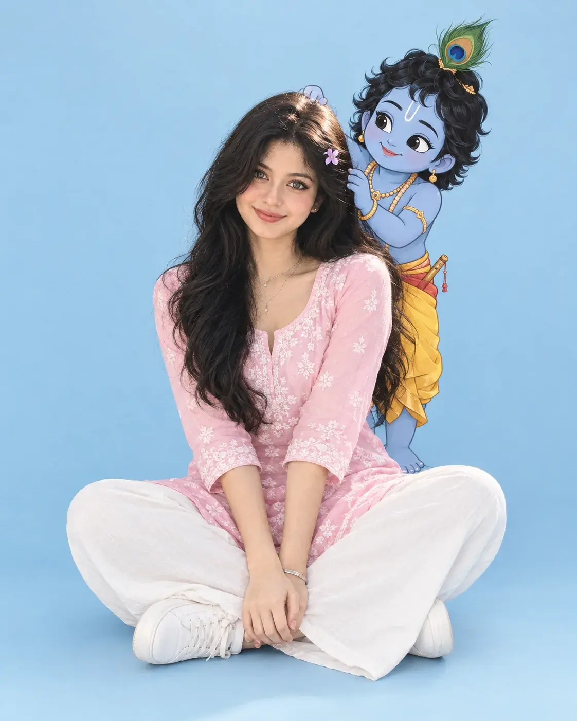 🌸 Little Krishna’s Magical Blessing 💙🦚