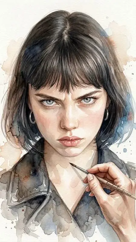 Loose Watercolor Portrait With Artist Hand