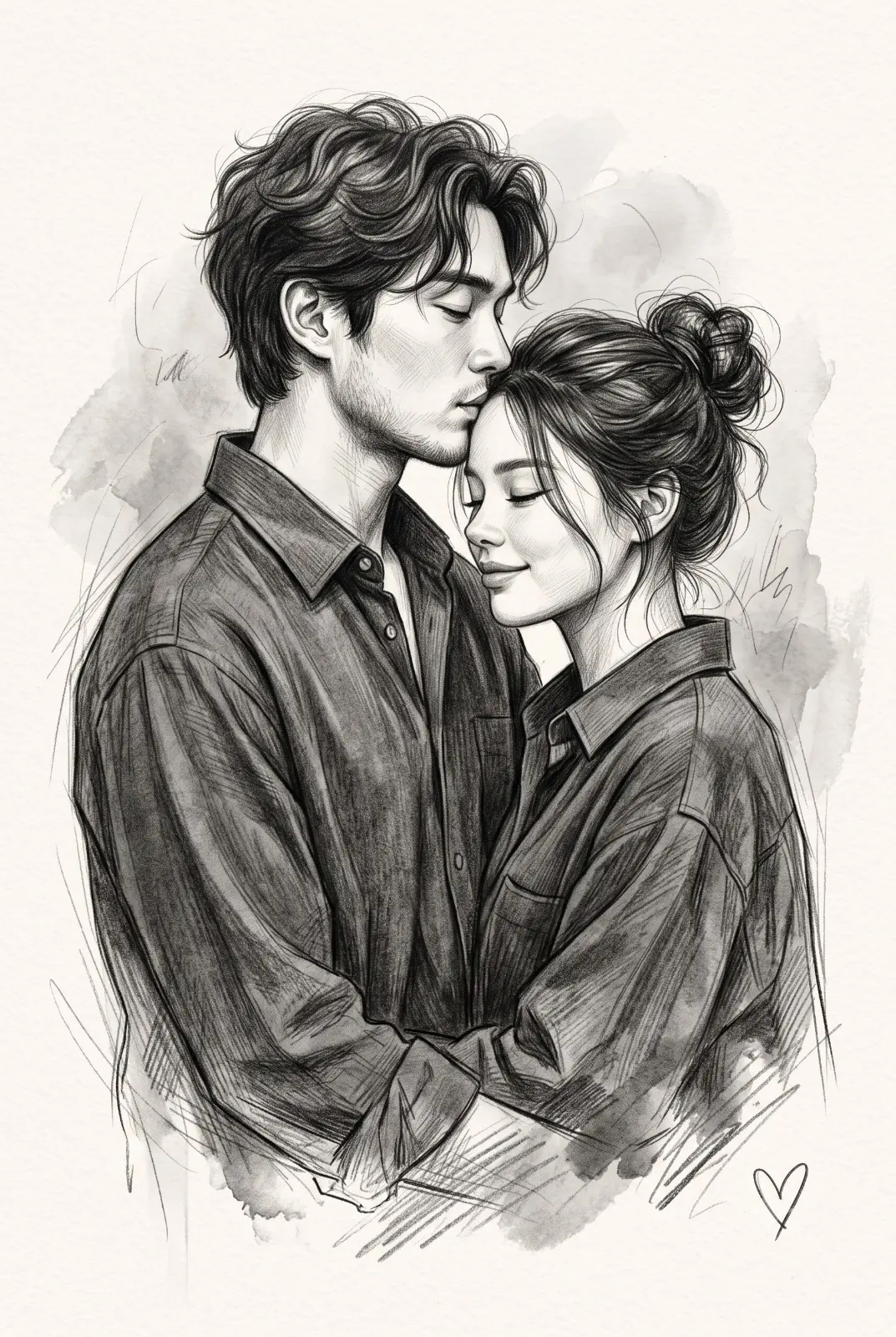 Love Portrait Pencil Drawing Of Couple