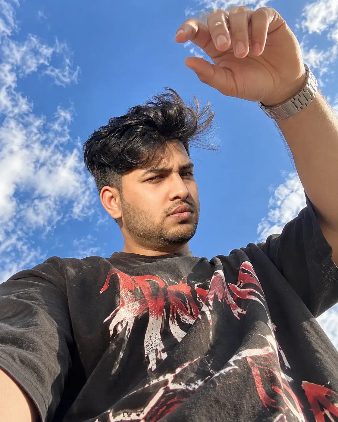 Low-Angle Blue Sky Portrait