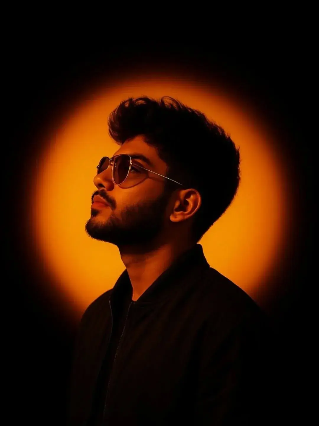 Low-Key Sunset Halo Studio Profile Portrait