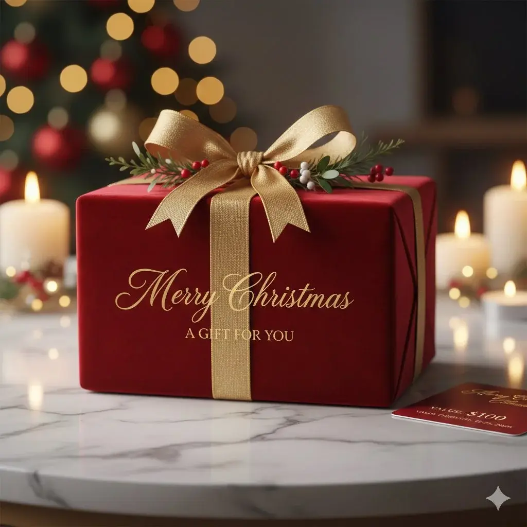 Luxurious Red Gift Box Christmas