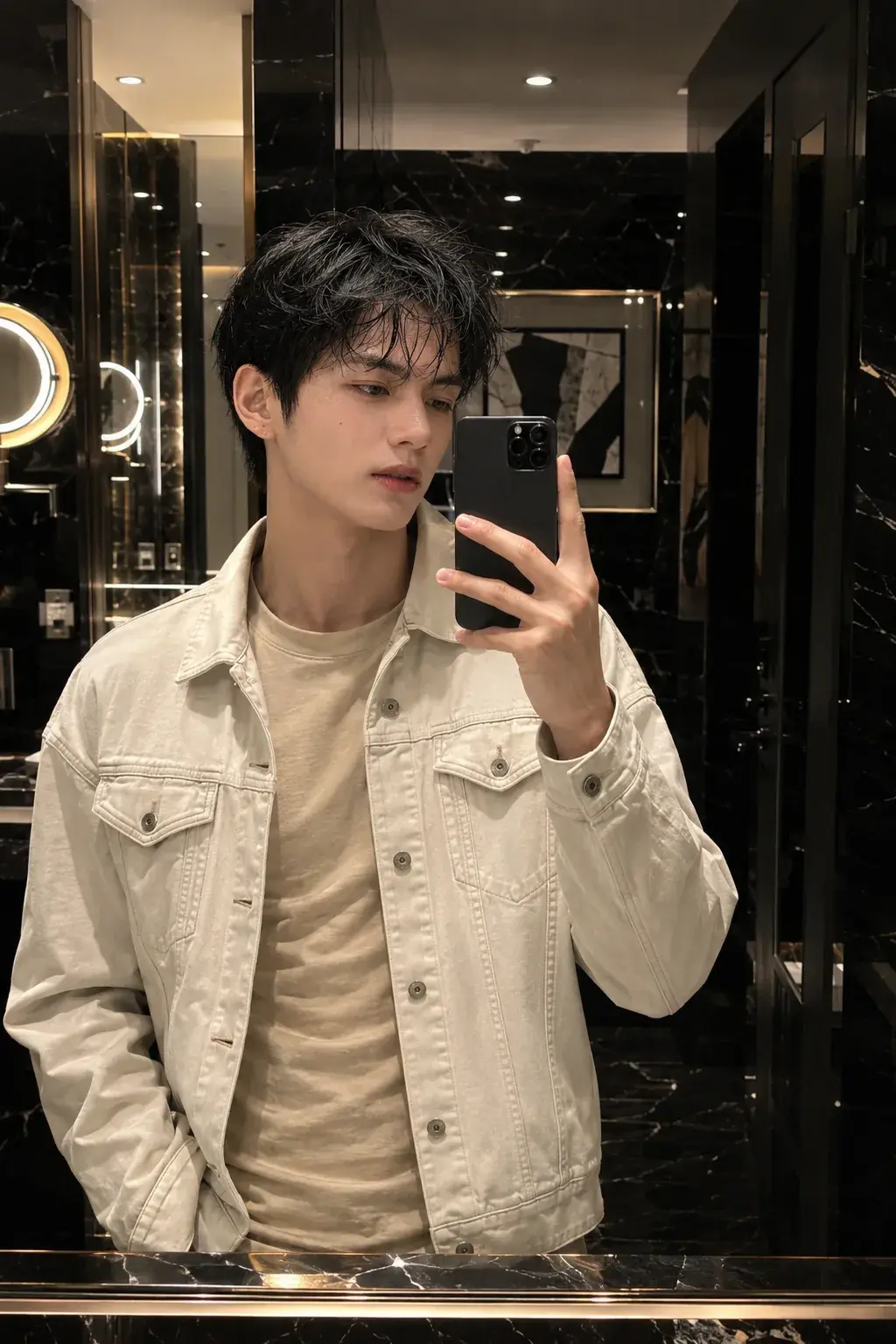 Luxury Bathroom Mirror Selfie 🤍 | Cinematic AI Portrait