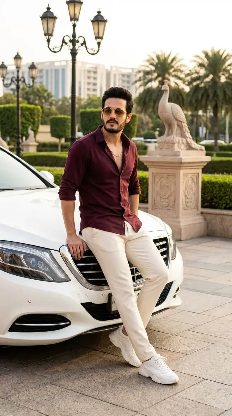 🚘✨ Luxury Car Instagram Aesthetic Photo Prompt | Men’s Fashion & Golden Hour 📸