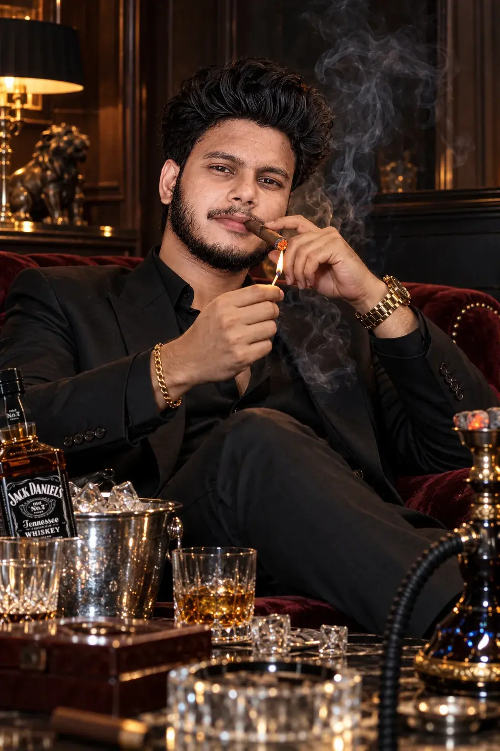 Luxury Cigar Lounge Portrait