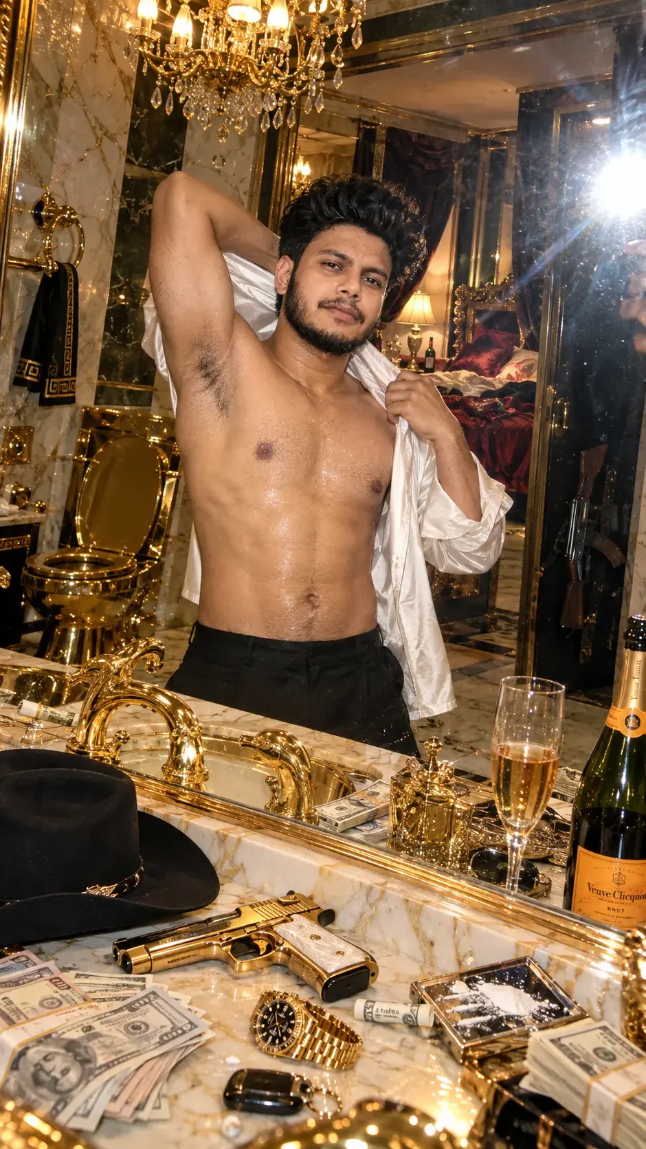 Luxury Golden Bathroom Portrait