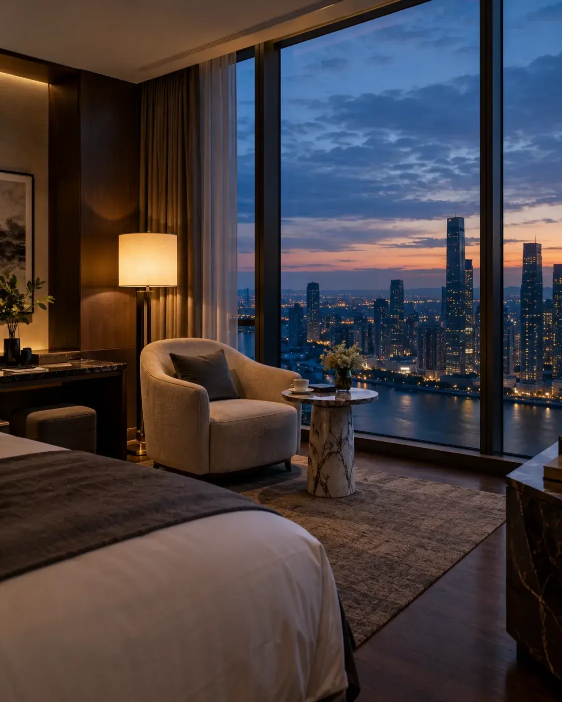 Luxury Hotel Suite — Sunset City View